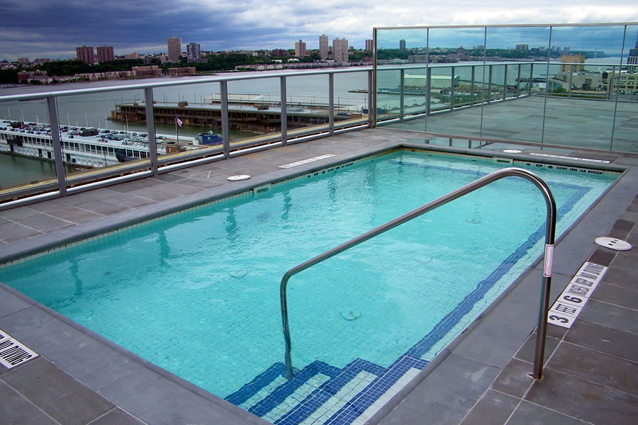 Manhattan Hotel NYC New York, New York Outdoor Spa and Reflecting Pool  Commercial Pool Design by Omega Pool Structures, Inc